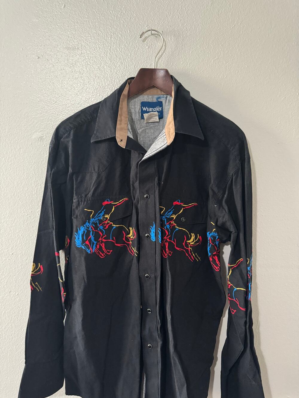 Vintage Wrangler Western Shirt Long Sleeve Bronco L